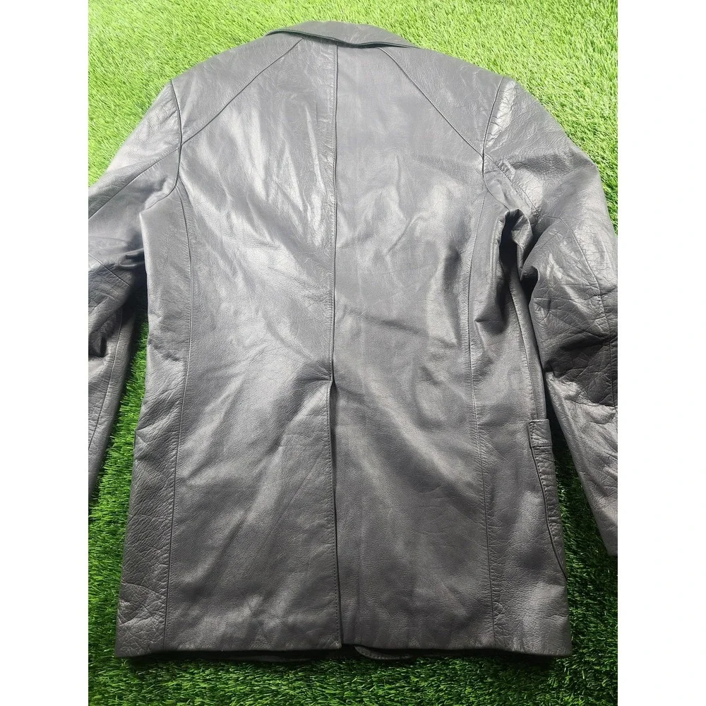 Leathers By Jeffery Sport Coat Mens 42 Tall‎ Black Leather Blazer Jacket Long